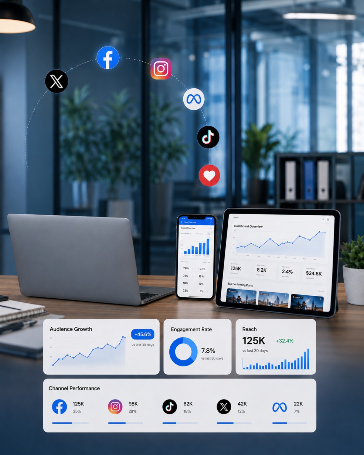 Digital identity and social media growth workspace